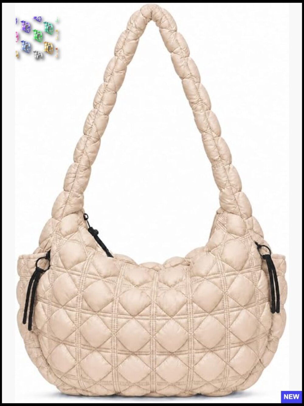 Large Quilted Puffer Tote Bag Lightweight Nylon Crossbody Hobo Shoulder Travel